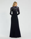 Embellished Long Sleeve Fitted Jersey Gown