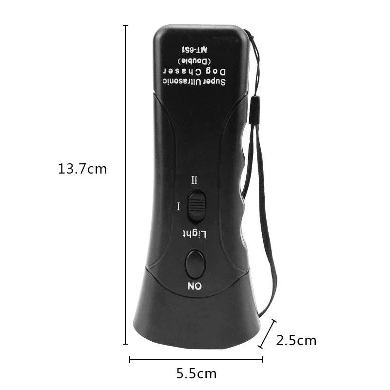 3-in-1 Anti Barking Dog Training Device – Ultrasonic Repeller & LED Flashlight (Black / Yellow)