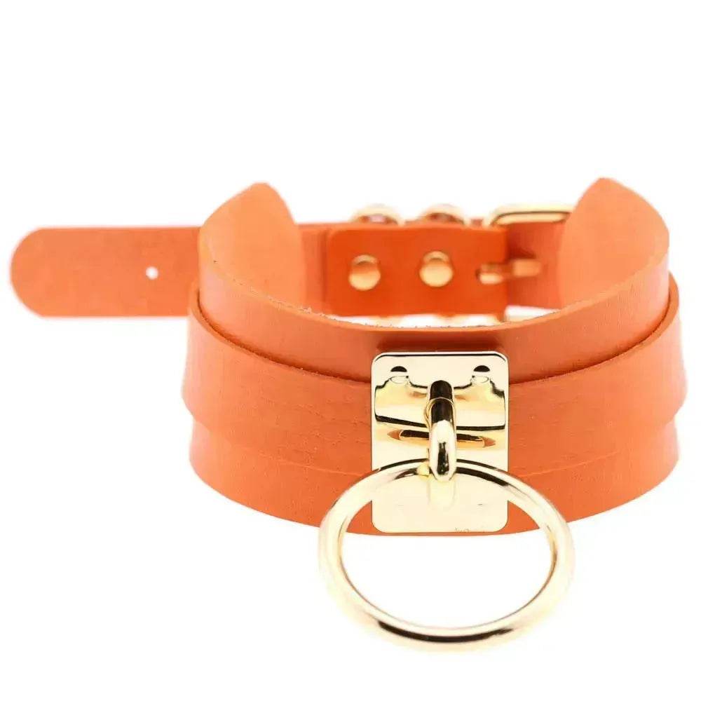 Gothic Punk Wide PU Leather O Ring BDSM Collar Choker Necklace Women Bondage Collar
