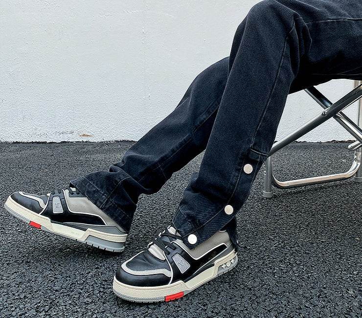 Ankle Snap Denim jeans Pant men straight leg