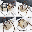 Women's bag hand-woven contrast color bucket straw bag cylinder handbag diagonal shoulder beach bag