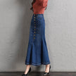 New Fashion Fitted Button up Mermaid Midi Denim Skirt