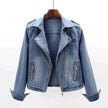Slim Fit Stretch Suit Collar Denim Coat For Women Blue  Denim Jacket for women
