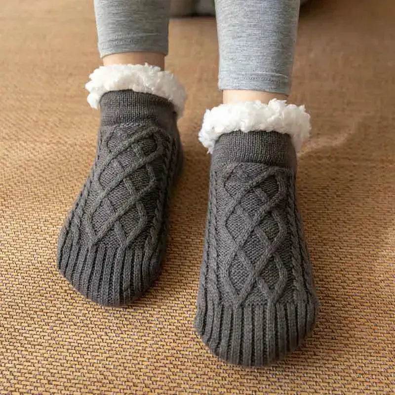 Winter Knitted Plush Floor Socks Home Warm Non-slip Carpet Socks Women
