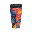 Colorful Geometric Splash Travel Mug — Stainless Steel Insulated Tumbler
