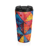 Colorful Geometric Splash Travel Mug — Stainless Steel Insulated Tumbler