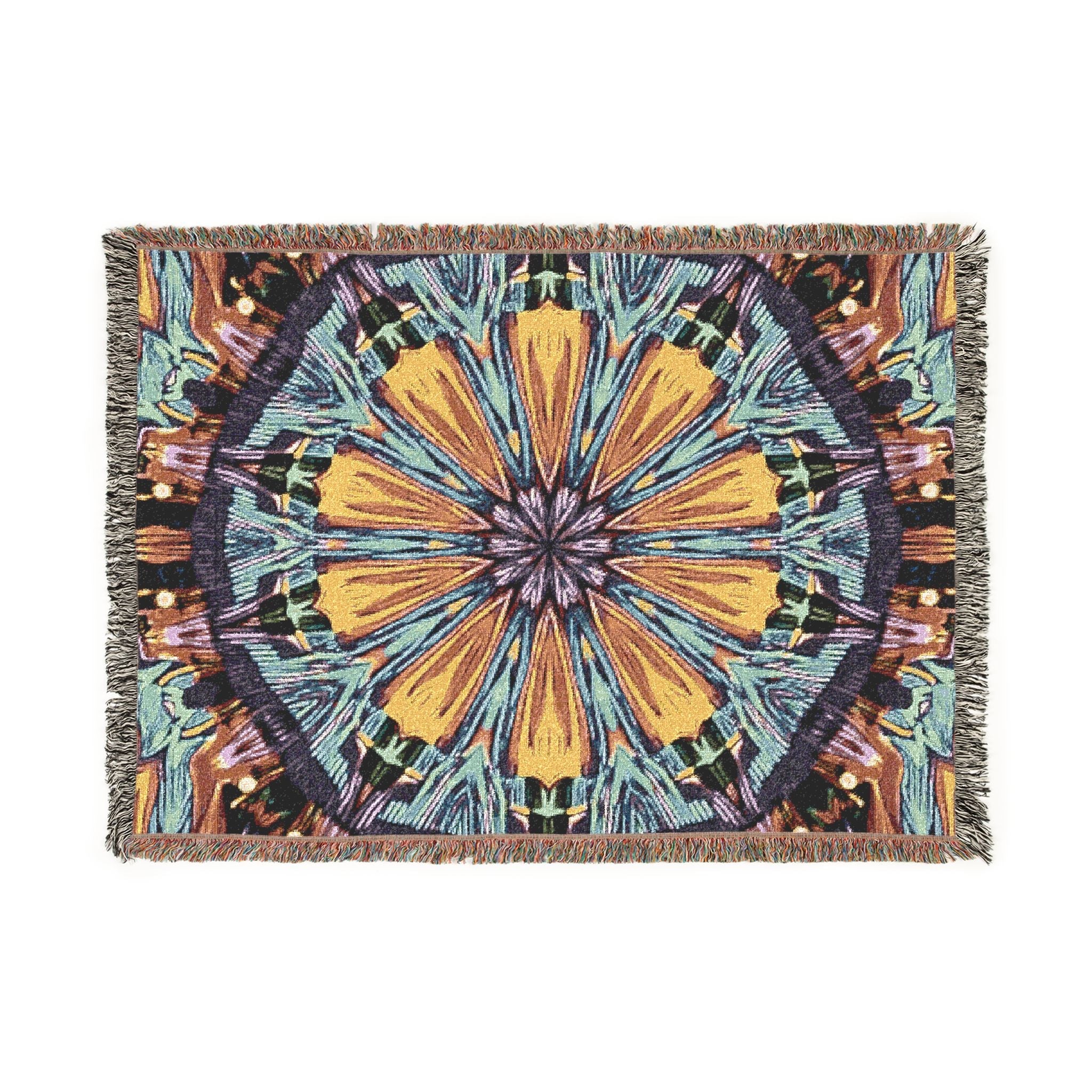 Kaleidoscope Mandala Woven Blanket — Boho Decorative Throw for Living Room & Gift
