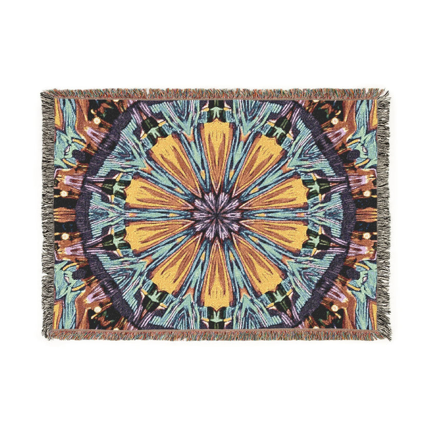 Kaleidoscope Mandala Woven Blanket — Boho Decorative Throw for Living Room & Gift