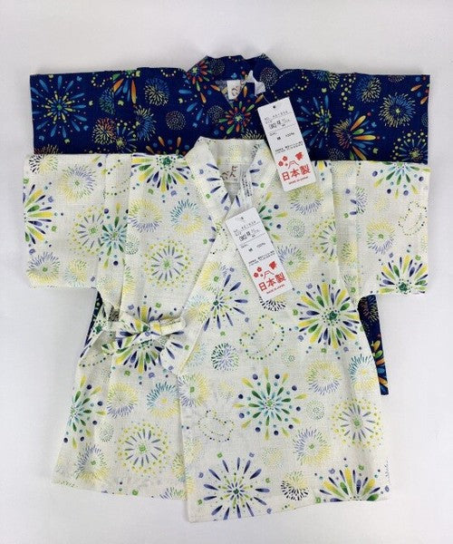[Pre-Order] Made in Japan Jinbei Set: Fireworks Pattern 2-Piece Set (Textured Cotton) (Save 50% in January)