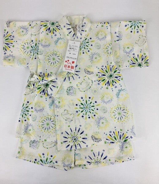 [Pre-Order] Made in Japan Jinbei Set: Fireworks Pattern 2-Piece Set (Textured Cotton) (Save 50% in January)