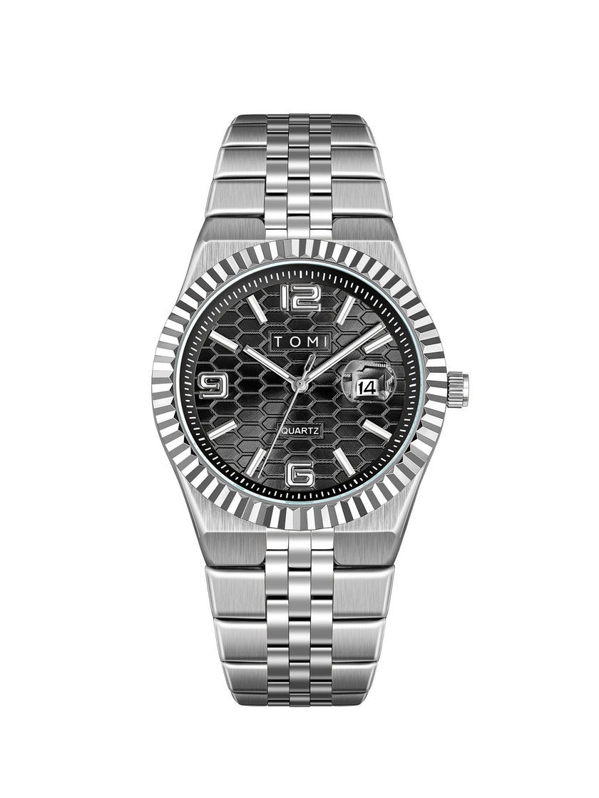 Men's Minimalist Quartz Watch – Classic Silver Dial Wristwatch