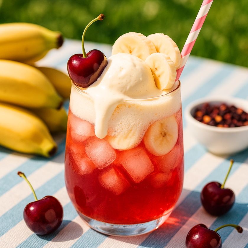 Fente de banane à la cerise