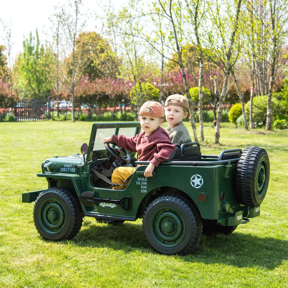 24V Army Jeep 3 Seater DELUXE Kids Ride On Car with Remote Control