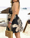 Printed Dress Summer Off-Shoulder Hanging Neck Sleeveless Sexy Dresses Women