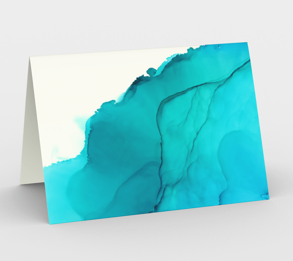 Set of 3 Blank Greeting Cards | 5 x 7 | Blue Ink Wave