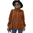 New Autumn Winter Zip up Plush Cardigan Sweater for Women
