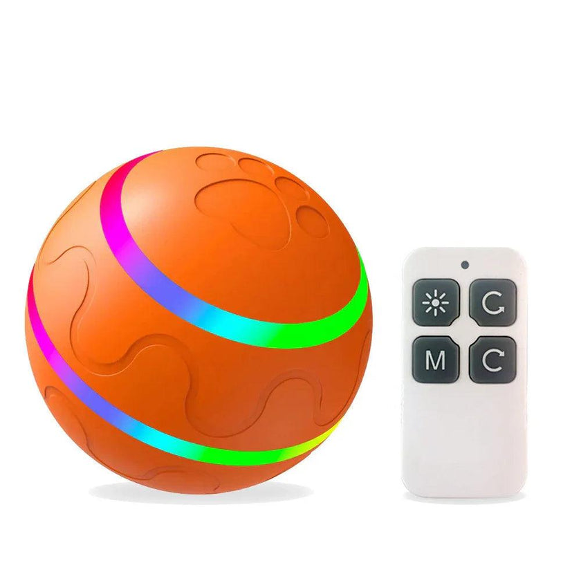 Smart Self-Rotating Cat Ball Toy – USB Rechargeable, LED Light, Remote Control Option | Yellow, Pink, Orange