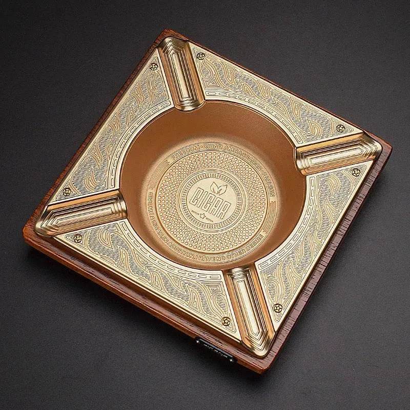 Luxury Cigar Ashtray, Wooden Metal Alloy 4-Slot and 2-Slot Cigar Rest