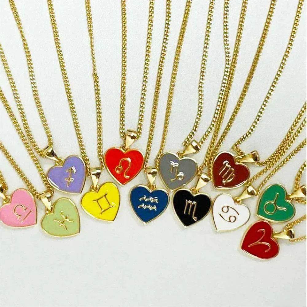 12 Constellation Women's Personalized Heart shaped Clavicle Chain Fashion Necklaces