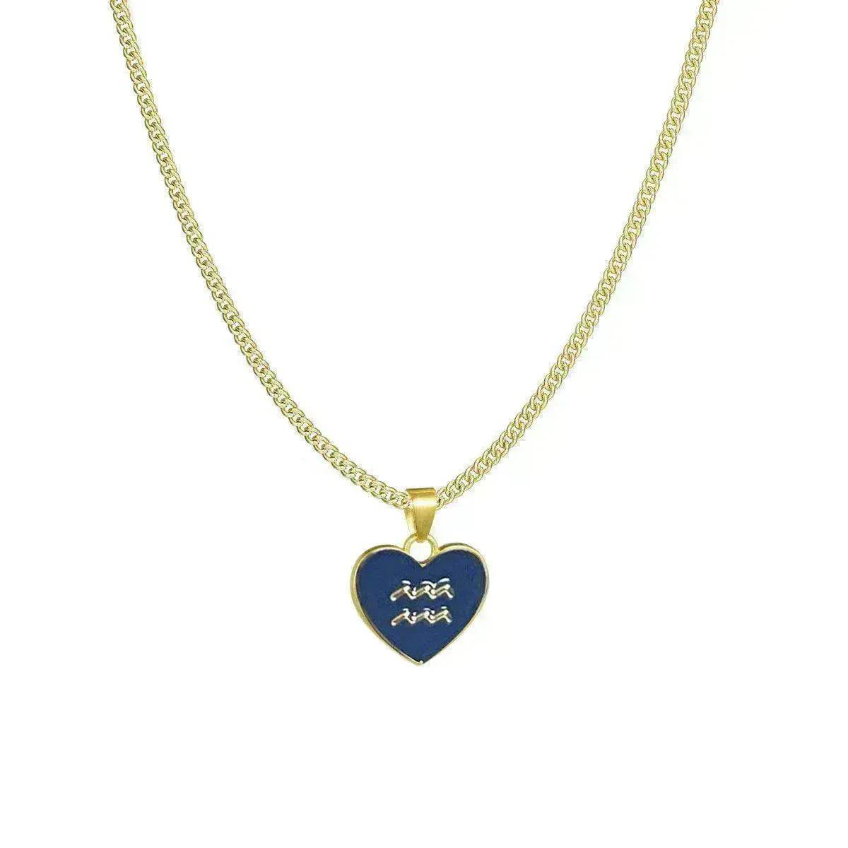 12 Constellation Women's Personalized Heart shaped Clavicle Chain Fashion Necklaces