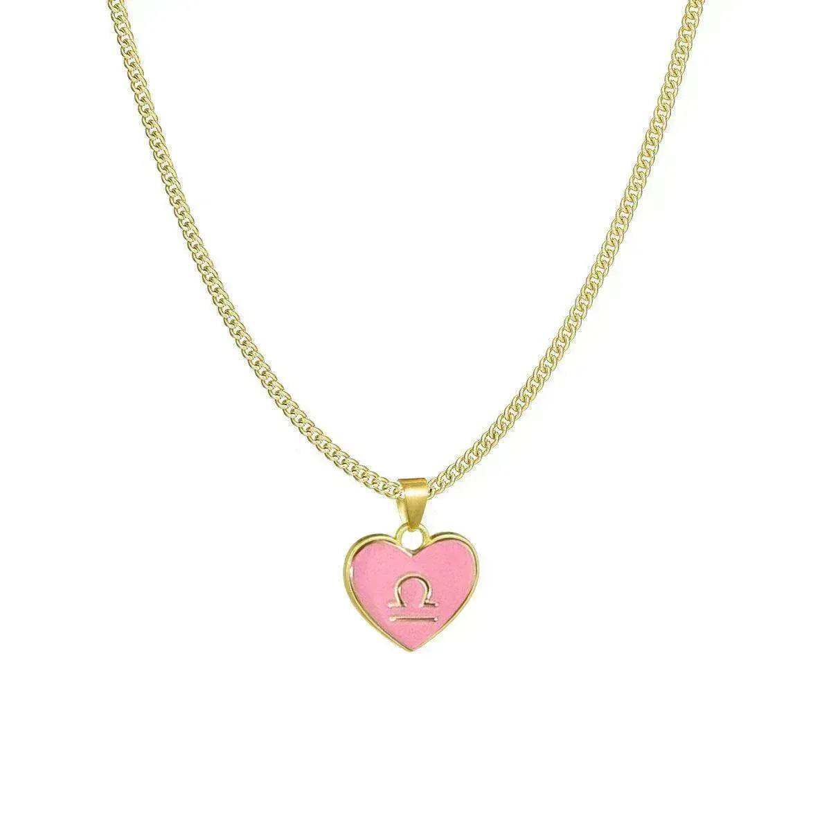 12 Constellation Women's Personalized Heart shaped Clavicle Chain Fashion Necklaces