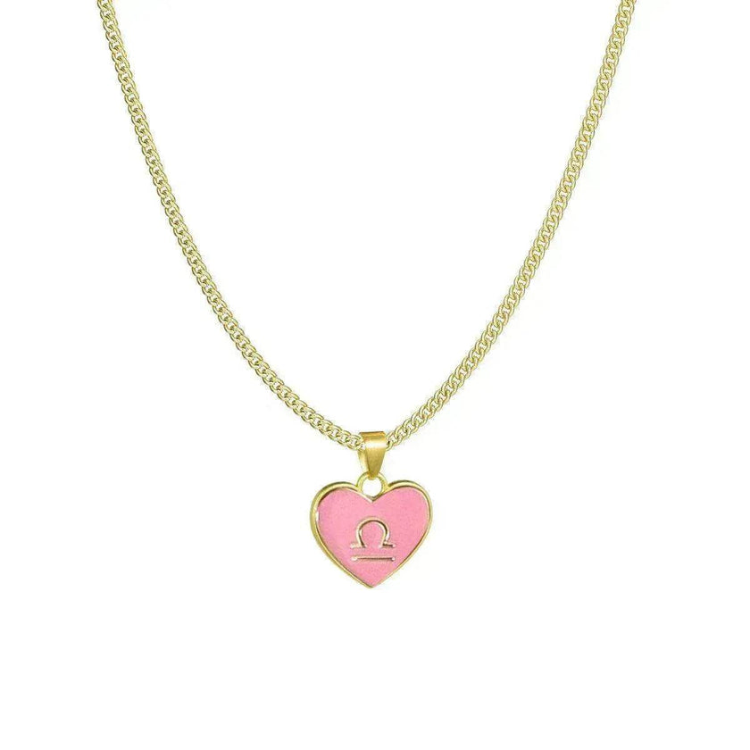 12 Constellation Women's Personalized Heart shaped Clavicle Chain Fashion Necklaces