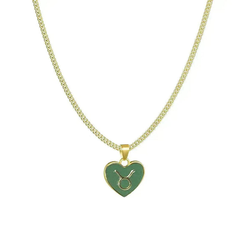 12 Constellation Women's Personalized Heart shaped Clavicle Chain Fashion Necklaces