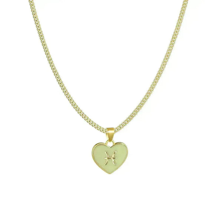 12 Constellation Women's Personalized Heart shaped Clavicle Chain Fashion Necklaces