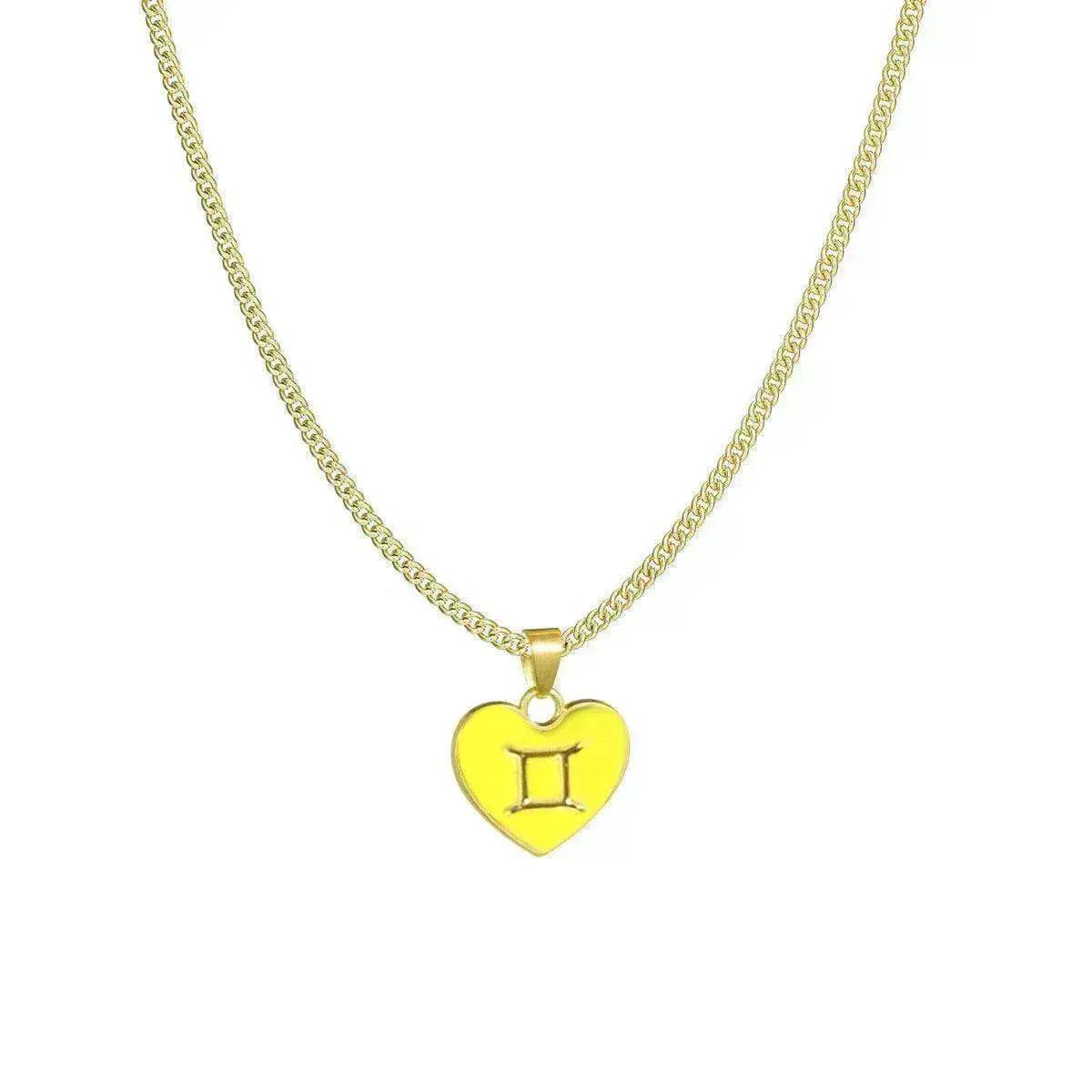 12 Constellation Women's Personalized Heart shaped Clavicle Chain Fashion Necklaces