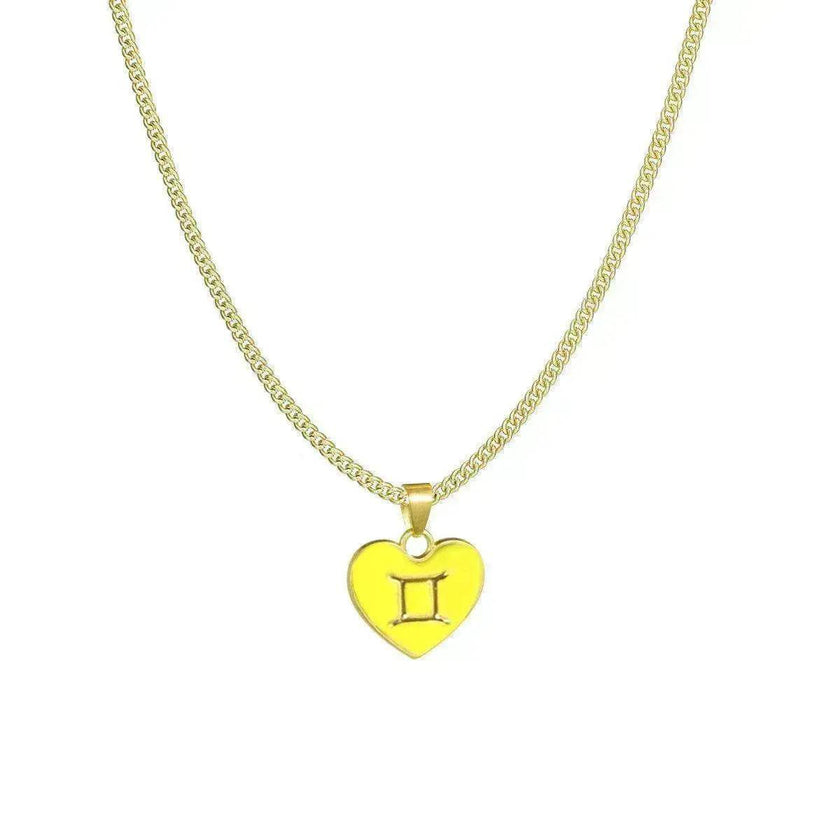 12 Constellation Women's Personalized Heart shaped Clavicle Chain Fashion Necklaces