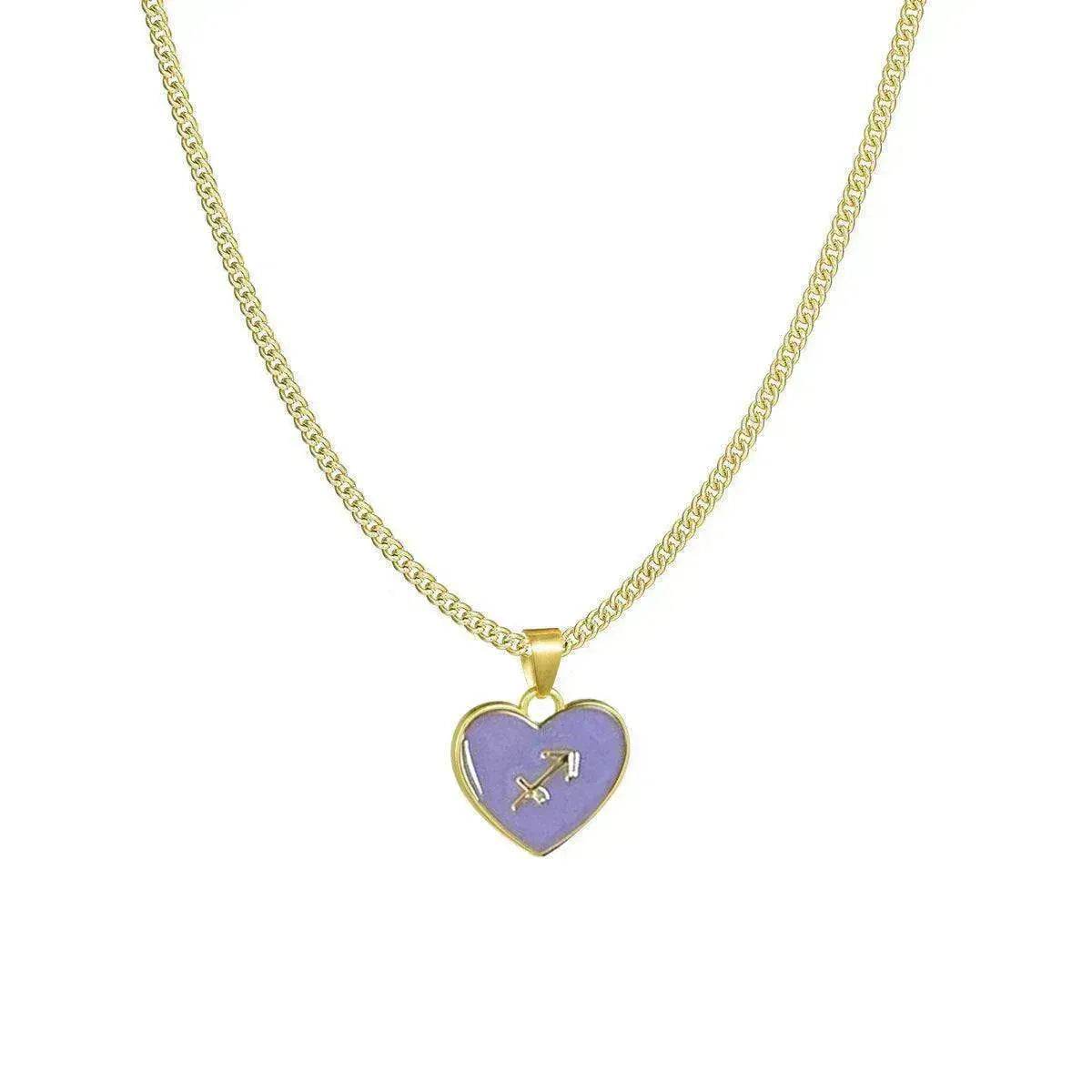 12 Constellation Women's Personalized Heart shaped Clavicle Chain Fashion Necklaces