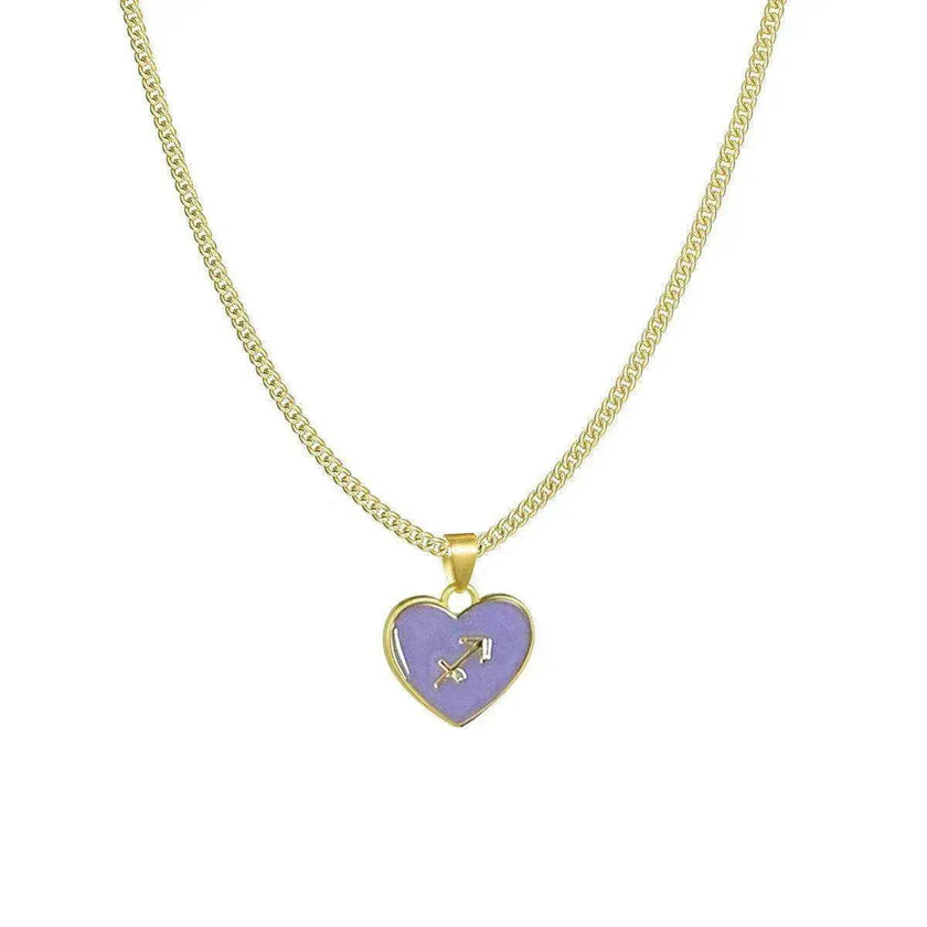 12 Constellation Women's Personalized Heart shaped Clavicle Chain Fashion Necklaces