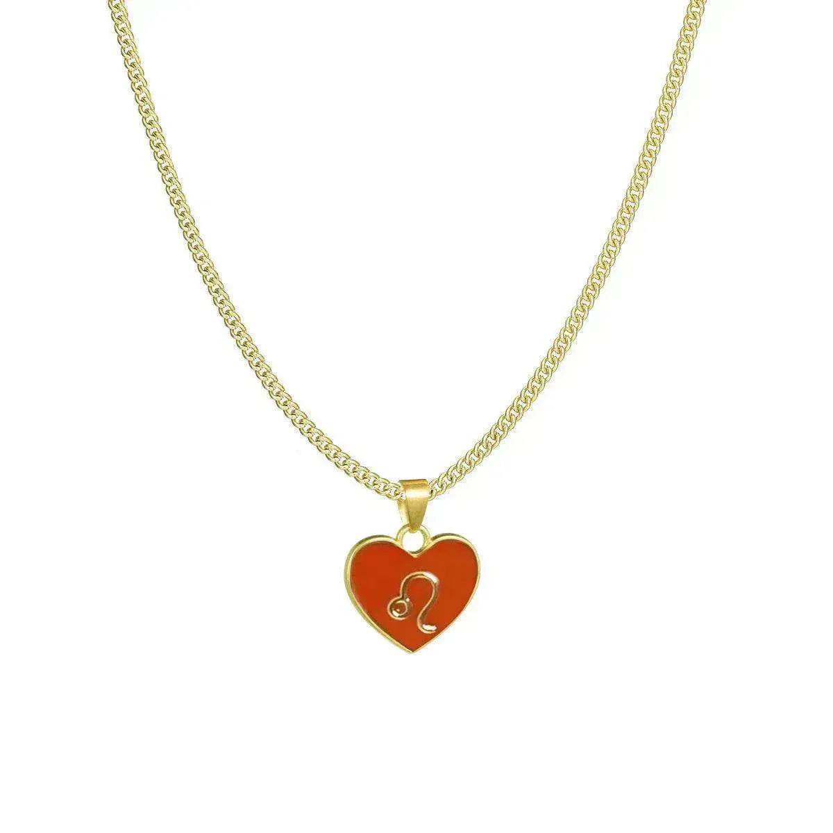 12 Constellation Women's Personalized Heart shaped Clavicle Chain Fashion Necklaces