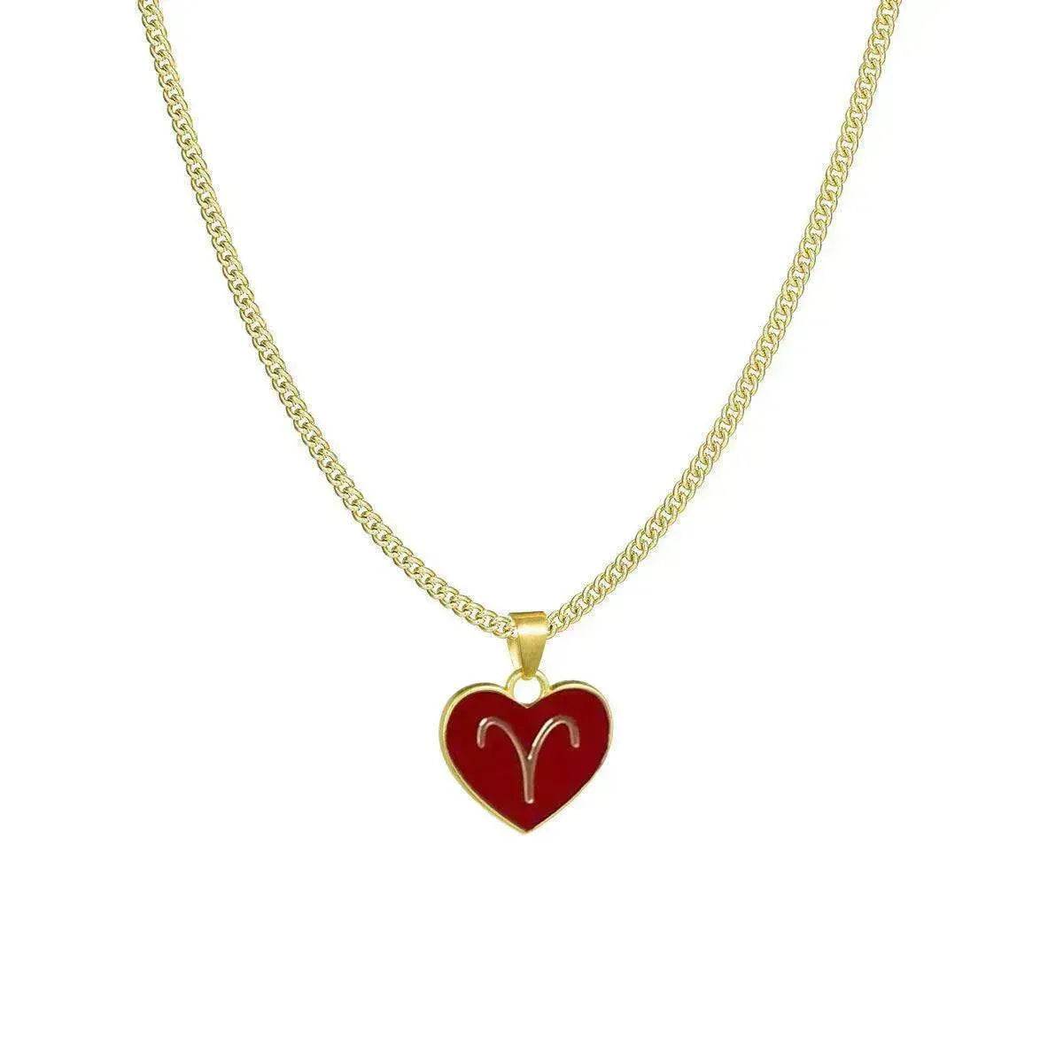 12 Constellation Women's Personalized Heart shaped Clavicle Chain Fashion Necklaces