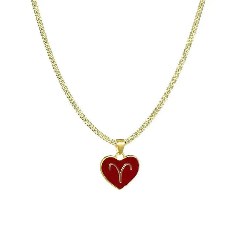 12 Constellation Women's Personalized Heart shaped Clavicle Chain Fashion Necklaces