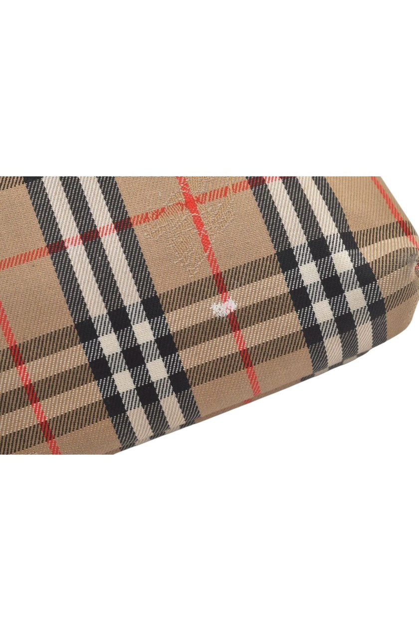 Authentic Burberrys Nova Check Clutch Hand Bag Patter Canvas Leather Beige 5510L