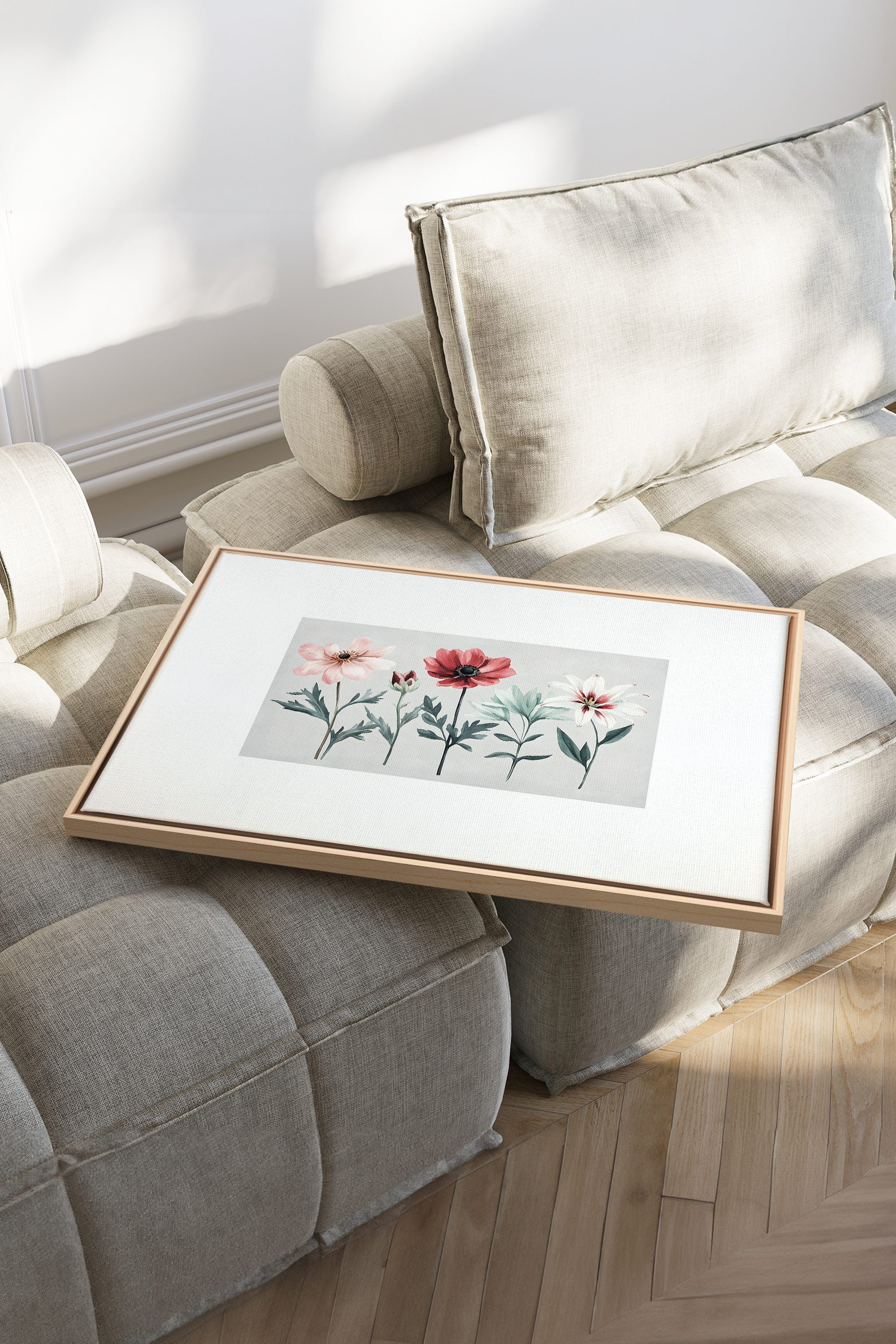 FLEURS DE SAISON, Oeuvre sur toile étirée