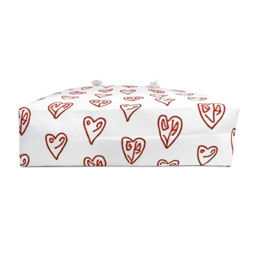 Hand drawn Red Hearts Weekender Bag | Valentine Pattern Tote| Large Tote Bag| Busy mom bag| Gift for mom| Beach Tote Bag