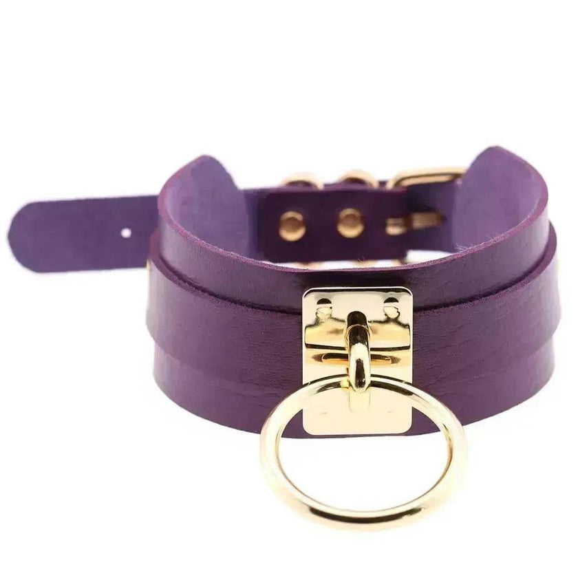 Gothic Punk Wide PU Leather O Ring BDSM Collar Choker Necklace Women Bondage Collar