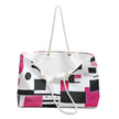 Pink Black Geometric Weekender Bag | Abstract Shapes Large Tote Bag