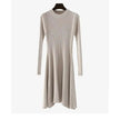 Autumn Winter Round neck Slim fit Mini Flared Sweater Dress