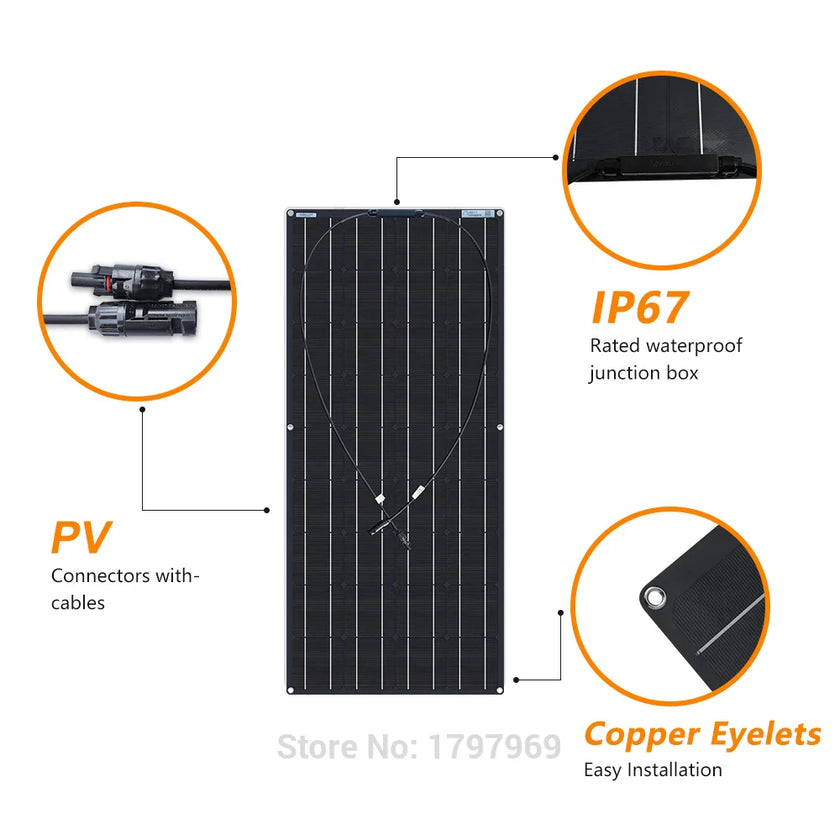 120/240W Flexible Solar Panel kit Photovoltaic Module Solar Power Charger 12v