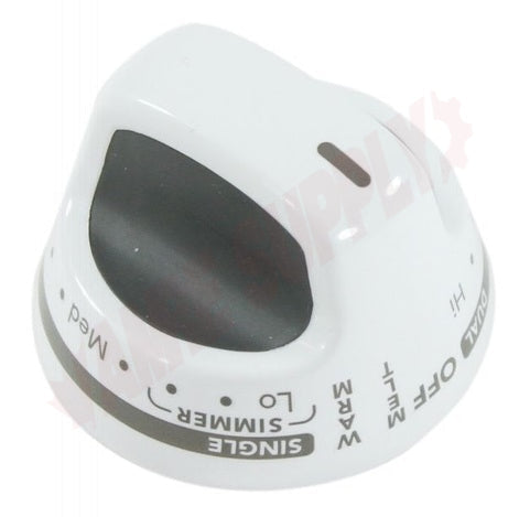 WPW10193257 Right Front Knob in White for Oven Range