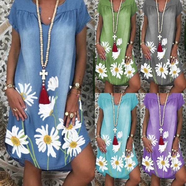 Casual Denim Fashion Floral jeans dress