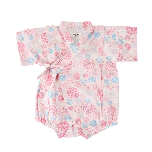 [Pre-Order] Baby Jinbei Romper: Hydrangea Pattern (Cool Grid Weave) (Save 50% in January)