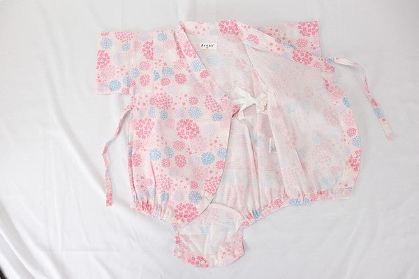 [Pre-Order] Baby Jinbei Romper: Hydrangea Pattern (Cool Grid Weave) (Save 50% in January)