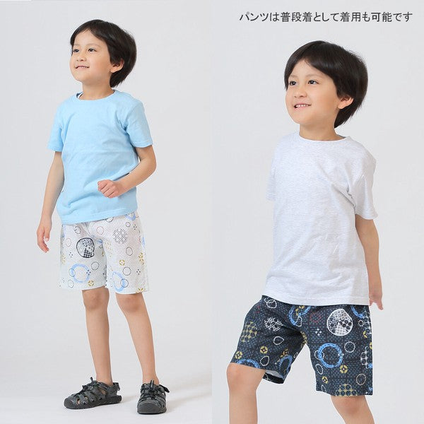 [Pre-Order] Kids' Jinbei Set: Cut Glass Pattern 2-Piece Set (Cool Grid Weave) (Save 50% in January)