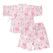 [Pre-Order] Girls' Jinbei Set with Frills: Hydrangea Pattern 2-Piece Set (Cool Grid Weave) (Save 50% in January)