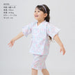 [Pre-Order] Girls' Jinbei Set with Frills: Hydrangea Pattern 2-Piece Set (Cool Grid Weave) (Save 50% in January)