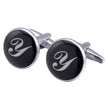 Men's Black Round Enamel Initial Letter Cufflinks – Brass & Crystal Formal Cufflinks A–Y | Canada & USA